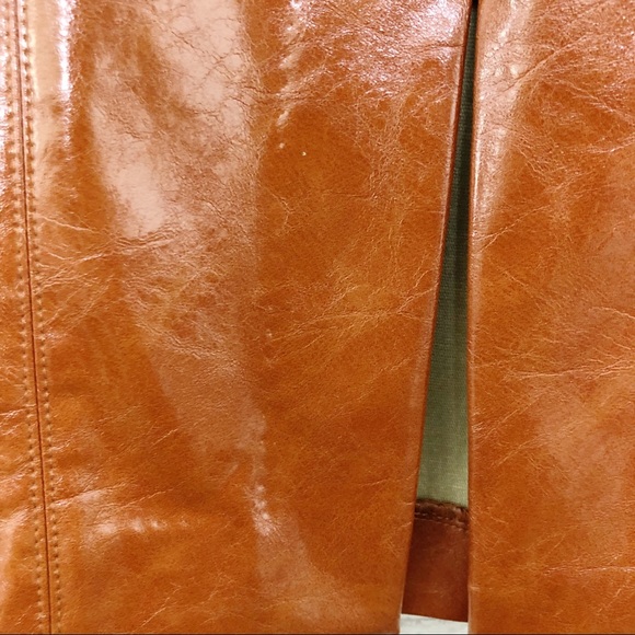 NWOT BISHOP + YOUNG Brown Vegan Faux Leather Pencil Skirt Size Small - Picture 5 of 14